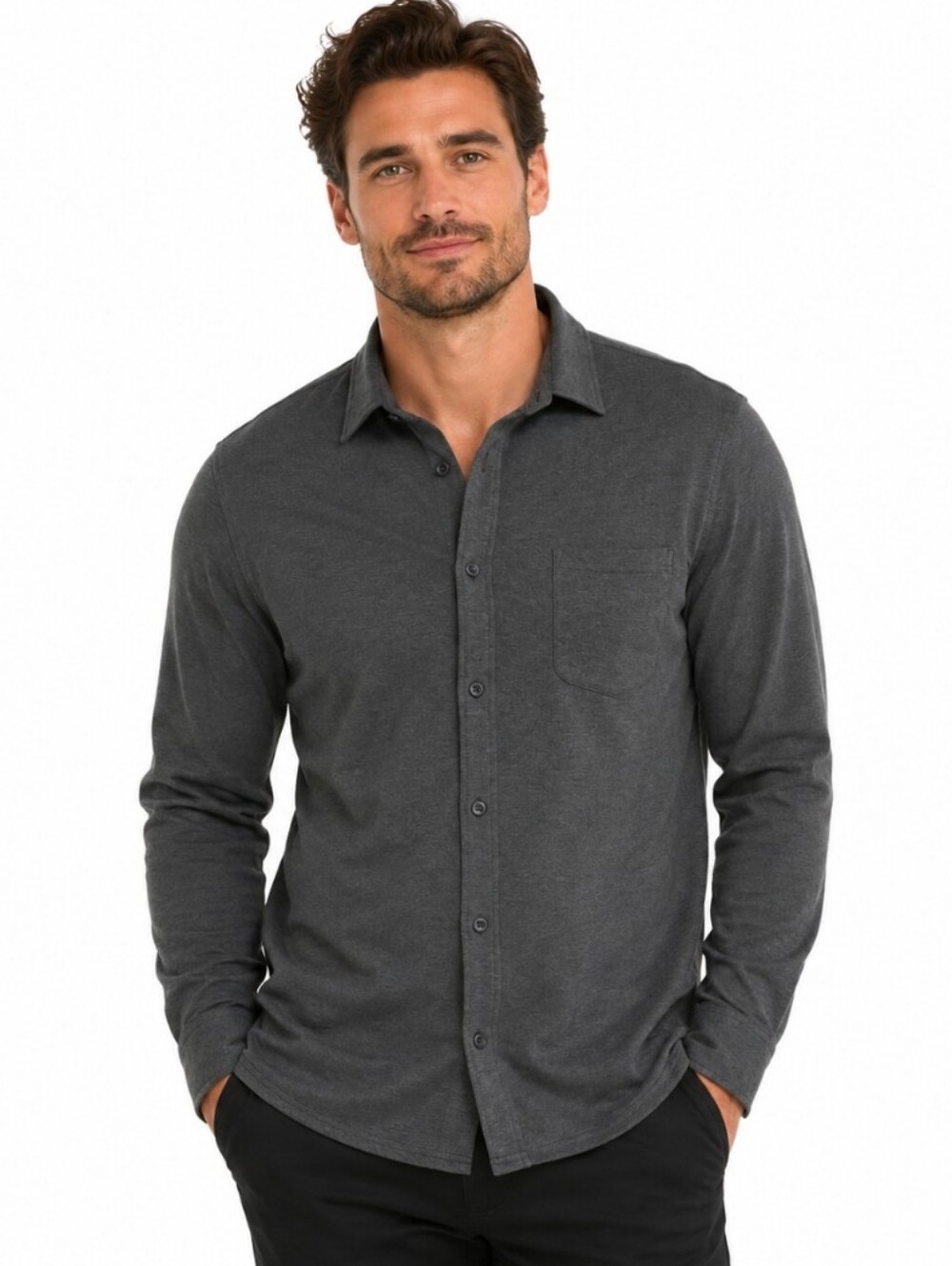 Nwt Coofaddy Men's Long-Sleeve Button-Up Shirt - Charcoal (Sz:xxl)